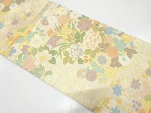 牡丹・菊・桐・枝梅模様織り出し　袋帯